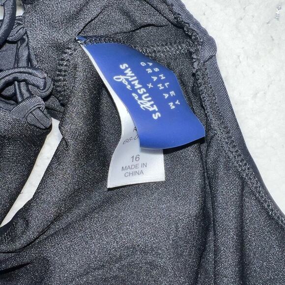 Ashley Graham sexy open back lace up swimsuit - size 16 - G16 - Picture 6 of 7